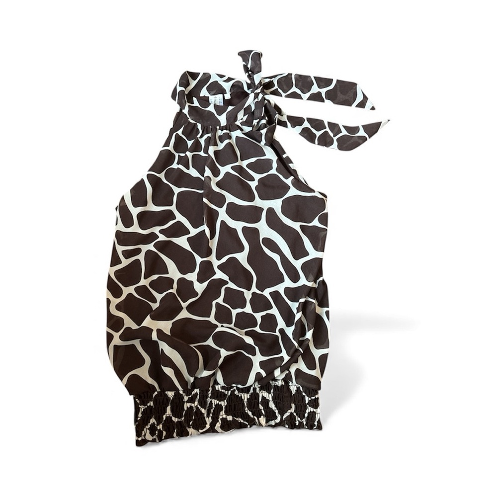 Heart Soul Brown and White Giraffe Patterned Tank Top Medium